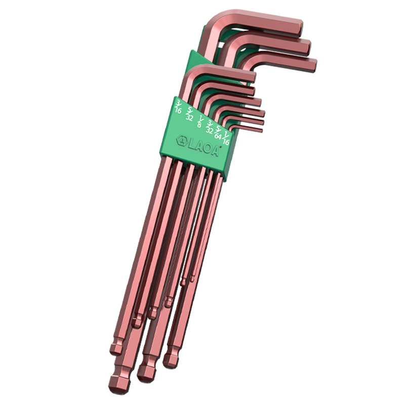 LAOA Lao A Hex Key Set, 9 Pieces, Metric And Imperial Combination Set, Flat Head Hex Wrenches, LA313109