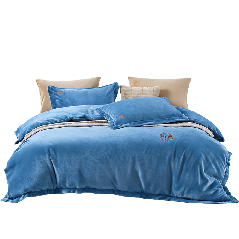 FUANNA Bedding Set, Milk Velvet Double-Sided Warm Fleece Anti-Static Bedding Set for Single Student Dormitory, 152*210cm