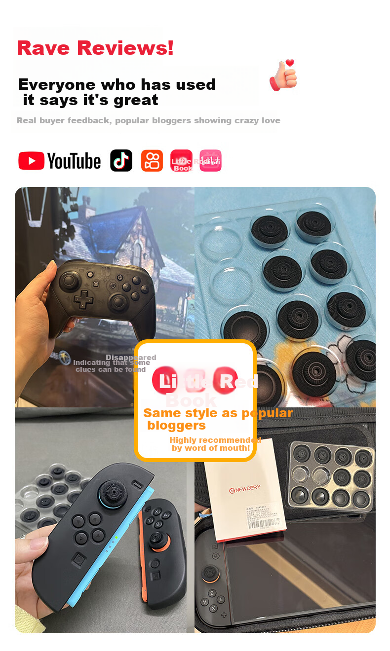 Xindeli Suitable for Nintendo Switch 2 Joy-Con, NS2 Controller Mushroom Head Protective Cover, NS Pro Button Anti-Slip Cap, JoyCon 2 Modification Repair, Second-Generation Hong Kong Version Game Console Accessory 1