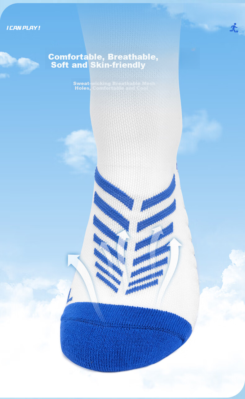 PEAK Children's Soccer Socks, Adult Thick Quick-Dry High Socks, Professional Training Compression Socks, Leg Protection Non-Slip Compression Socks 7