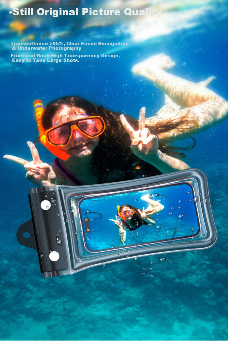 Bahainiao Waterproof Phone Pouch with Touchscreen Functionality, Airbag Protection, Shockproof, Suitable for Swimming, Travel, Hot Springs, Underwater Delivery Riders, with Strap 14