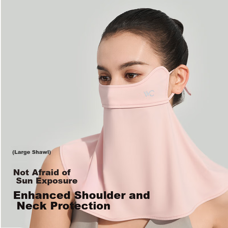 VVC Sun Protection Face Mask, Ice Skin Neck Guard for Women, Summer UV-Resistant Sunshade, Outdoor Travel Breathable Mask, Ice Mist Pink