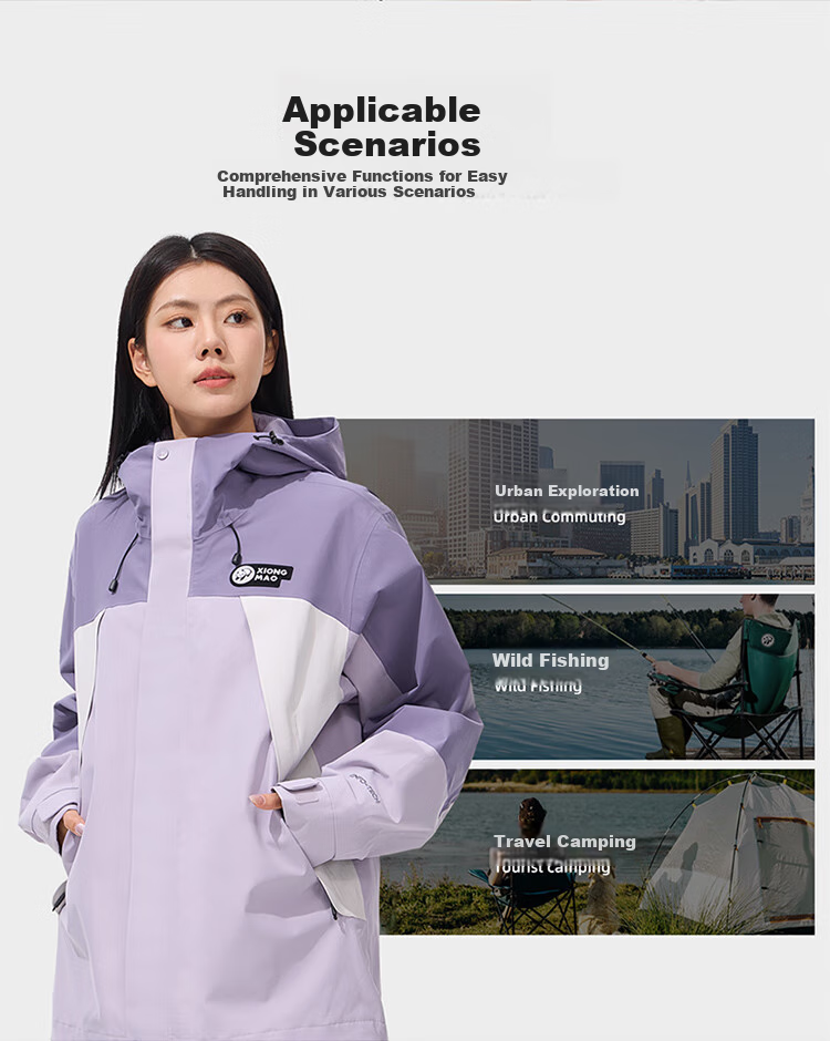CAMEL Outdoor Single-Layer Unisex Waterproof Hardshell Jacket with Color Block Design [Panda Series] A34BATR018 11