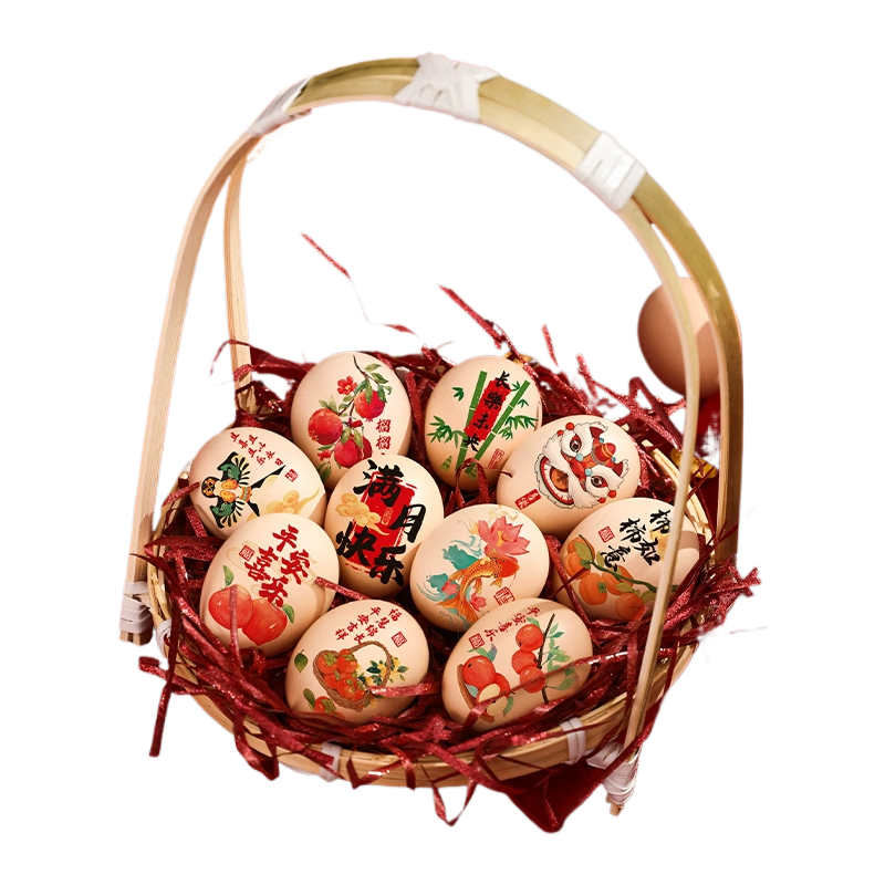 Shiluode Full Moon Celebration Egg Stickers Chicken Egg Color Printing Stickers Table Decoration Set 4 Sheets 32 Stickers