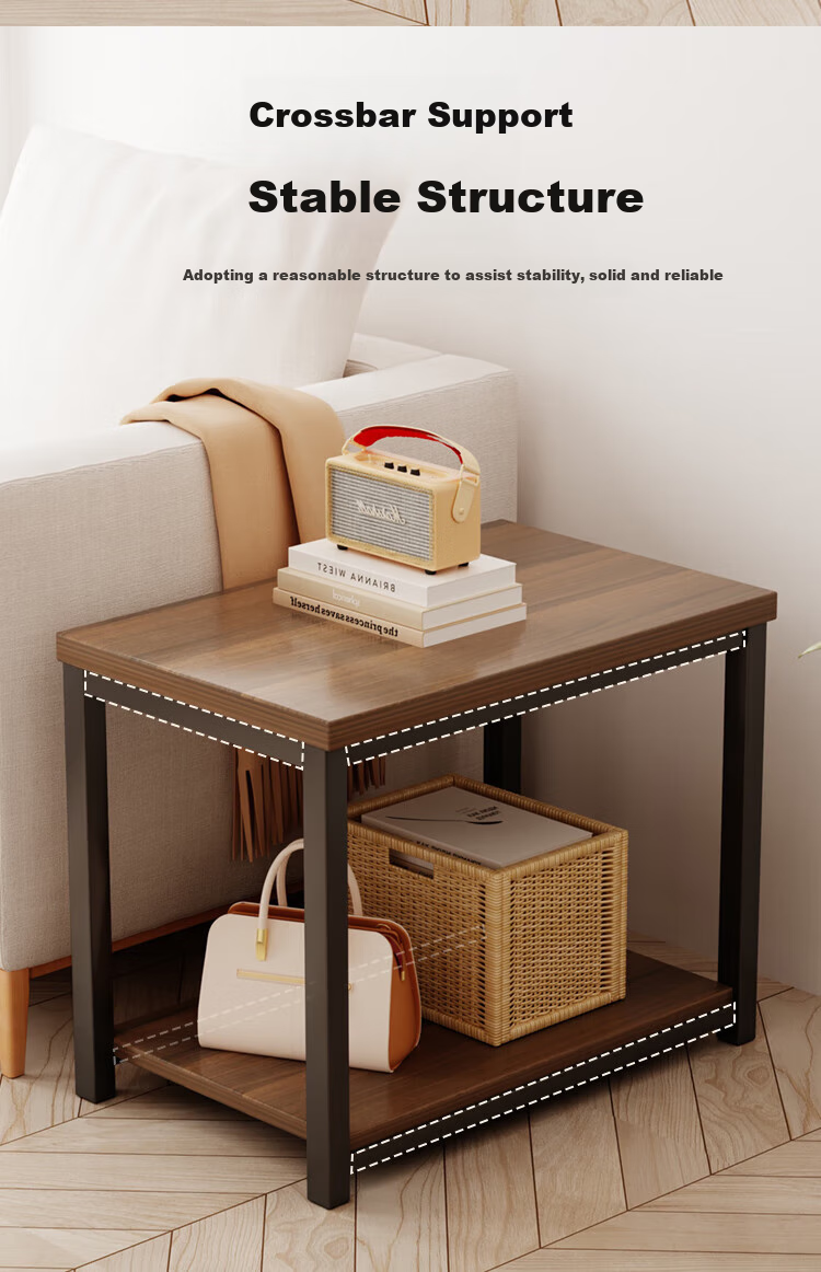 Zhuobo Coffee Table, Living Room Side Table, Tea Table, Tea Cabinet, Bedside Table, Storage Rack, CJ11 Walnut Color, 40cm Square Table 5