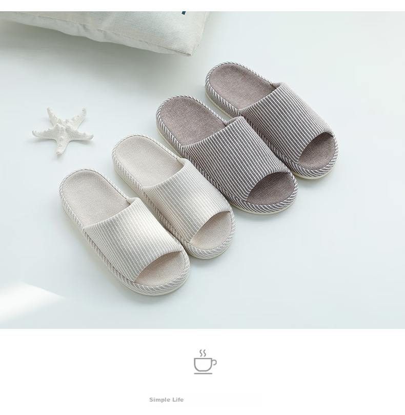 GUOLUOFEI Japanese Cotton And Linen Slippers Spring And Autumn Indoor Wooden Floor Couple's Flax Slippers Men All Seasons Big Red 36-37 8