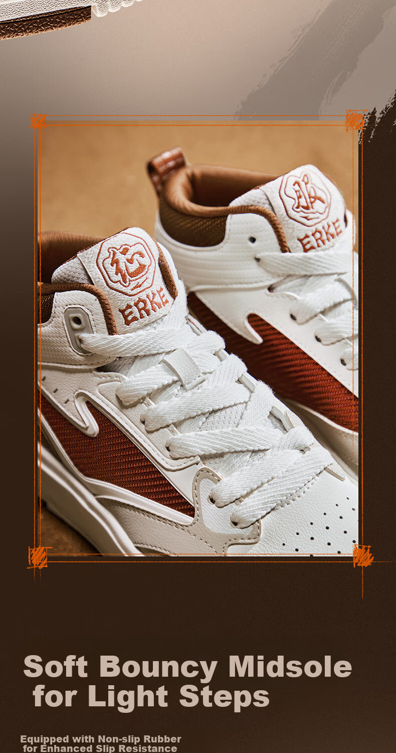 ERKE Men's Canvas Shoes, Thick-Soled High-Top Sneakers, Autumn Casual Retro Sports Shoes for Couples 6