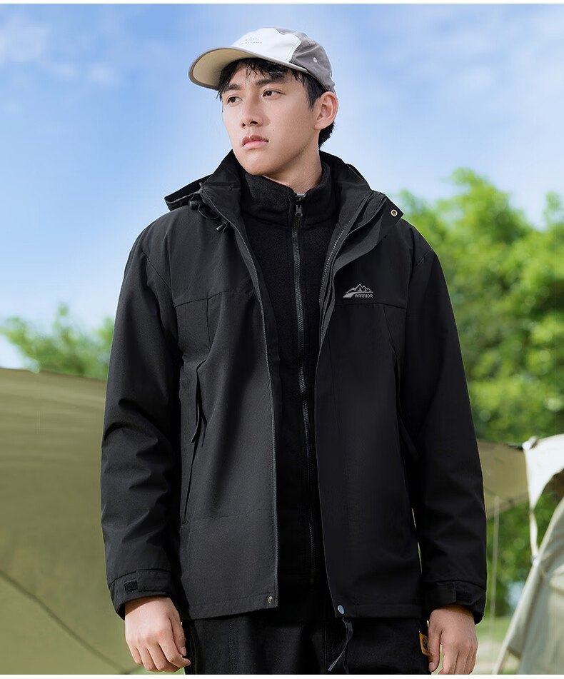 Huili Men's Hooded Outdoor Three-In Jacket, Autumn And Winter Detachable Inner Liner, Windproof And Waterproof Jacket 7