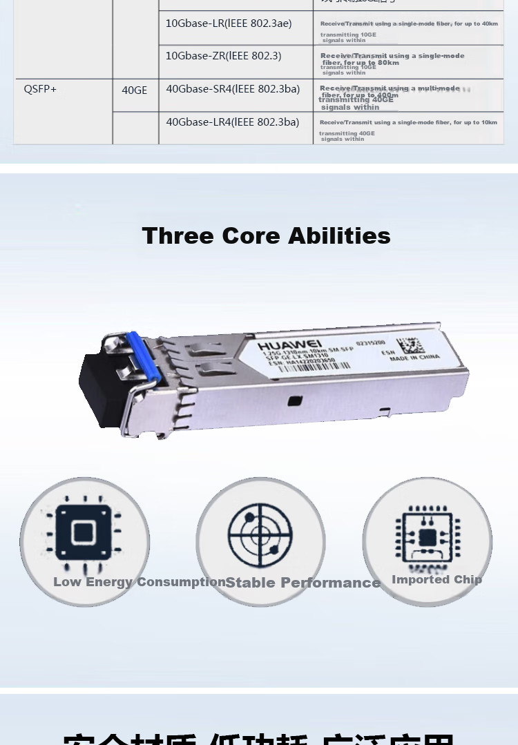 HUAWEI Optical Module - eSFP Single-Mode Module (1310nm, 10km, LC) Switch Gigabit Single-Mode Dual LC Interface SFP-GE with Dual-Core Fiber 6