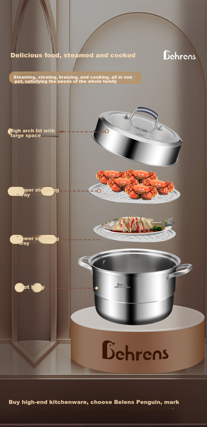 Beilunsi 304 Stainless Steel Steamer Pot for Gas Stove And Induction Cooker, for Steaming Buns, Mantou, And Dumplings, Dual-Use Steaming And Cooking, Thickened Two-Layer Design for Home Use 5