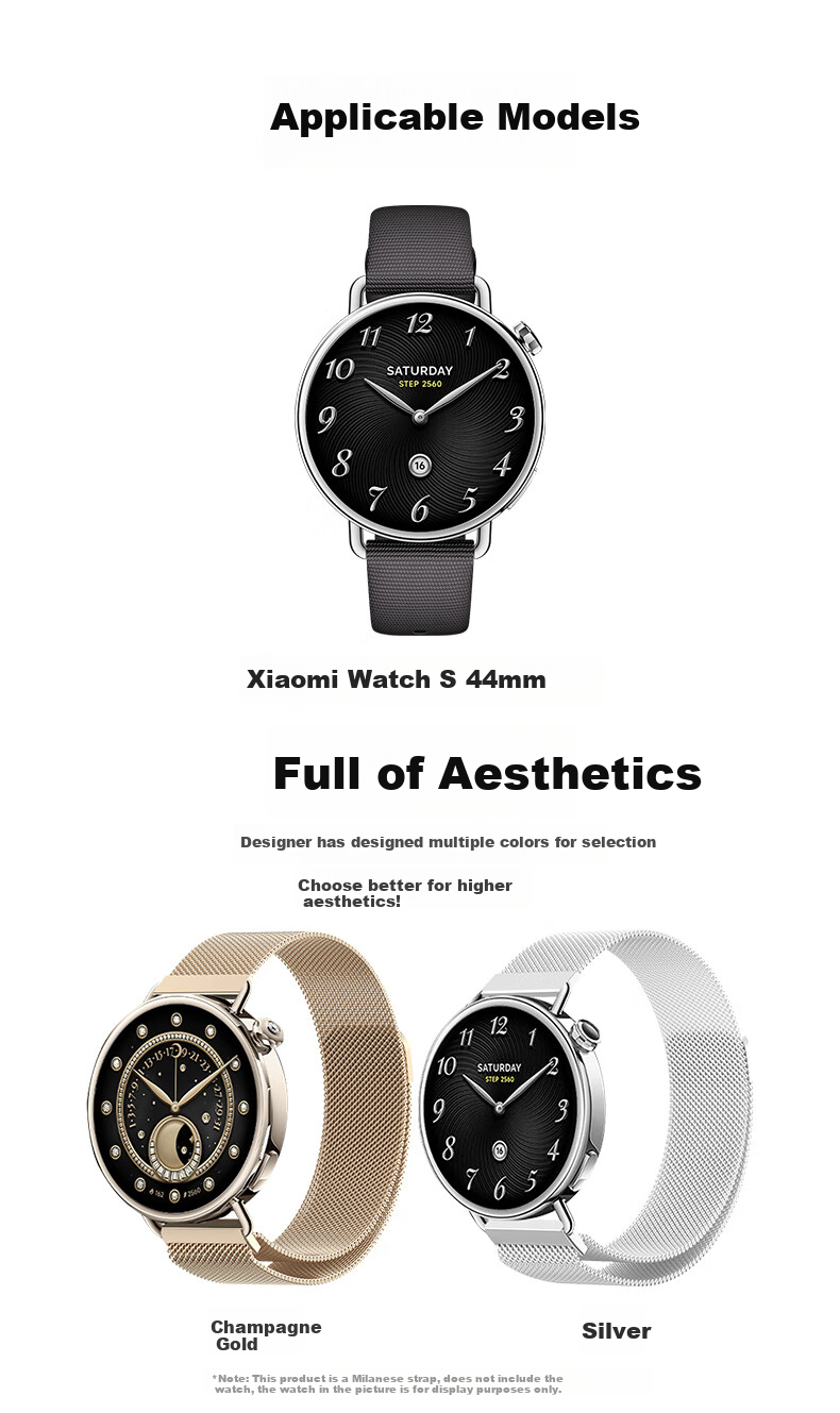 KMaxAI Compatible with Xiaomi Watch S4 41mm Milanese Loop Strap, Magnetic Metal Watchband for Xiaomi Watch S4, Stainless Steel Braided Women's Summer Watch Chain, Silver 2