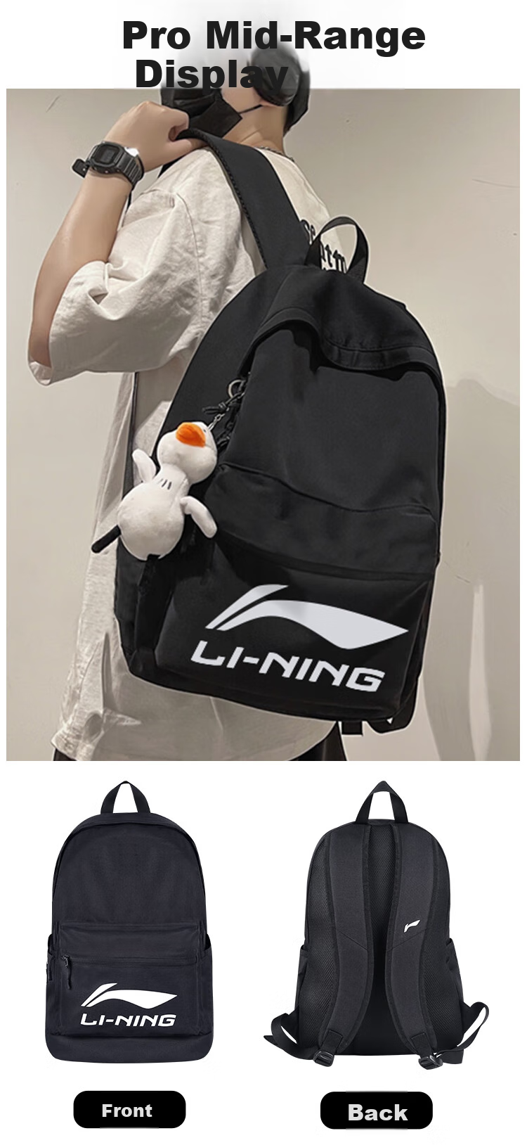 Li-Ning Backpack, School Bag, Sports Backpack, Large Capacity, Unisex, Fashionable Basketball Travel Laptop Backpack 7