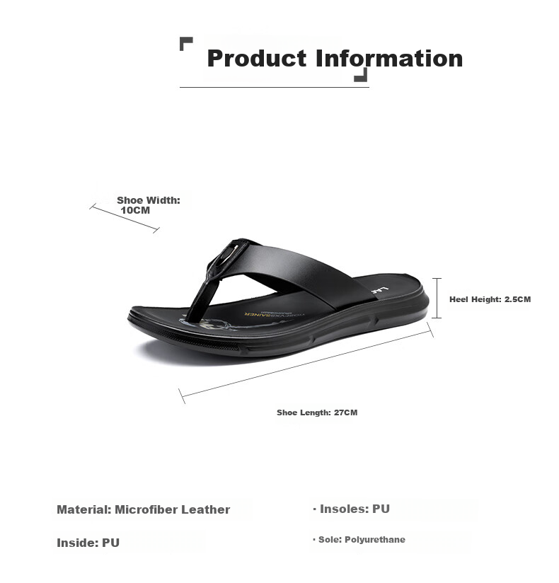 LAORENTOU Flip-Flops for Men, Summer Fashion Simple Dual-Use Sandals And Slippers, Outdoor Beach Sandals LT68 Black 39 1
