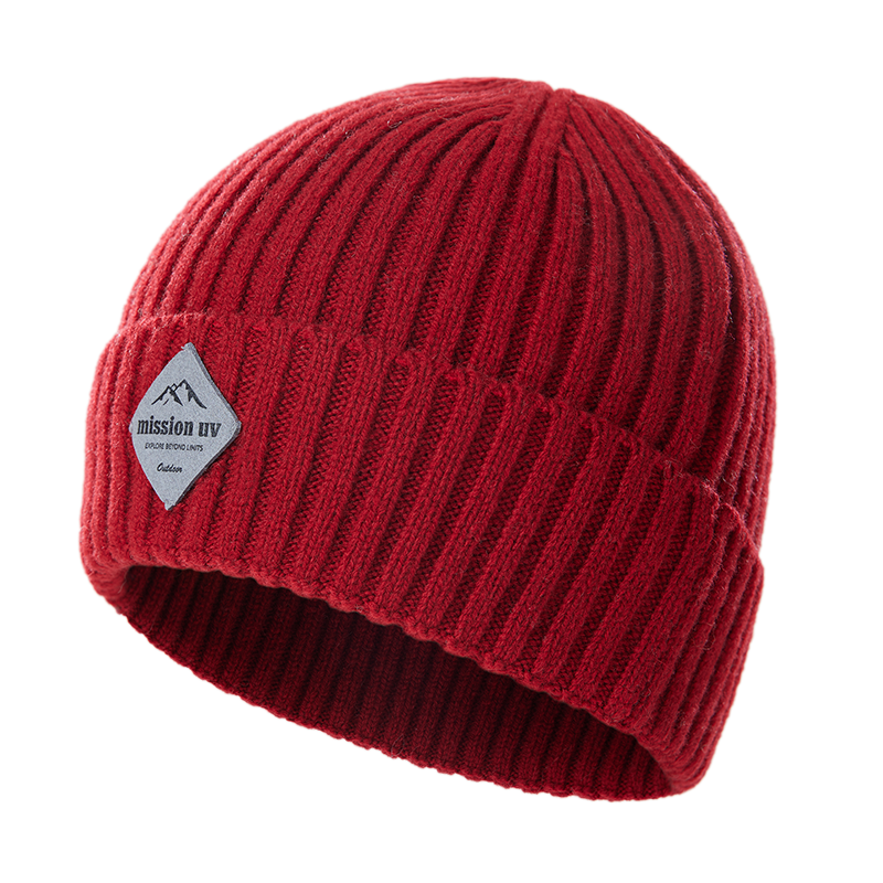 MISSION UV Pure Wool Warm Knitted Beanie Thickened Cold Weather Outdoor Ear Protection Winter Hat for Women