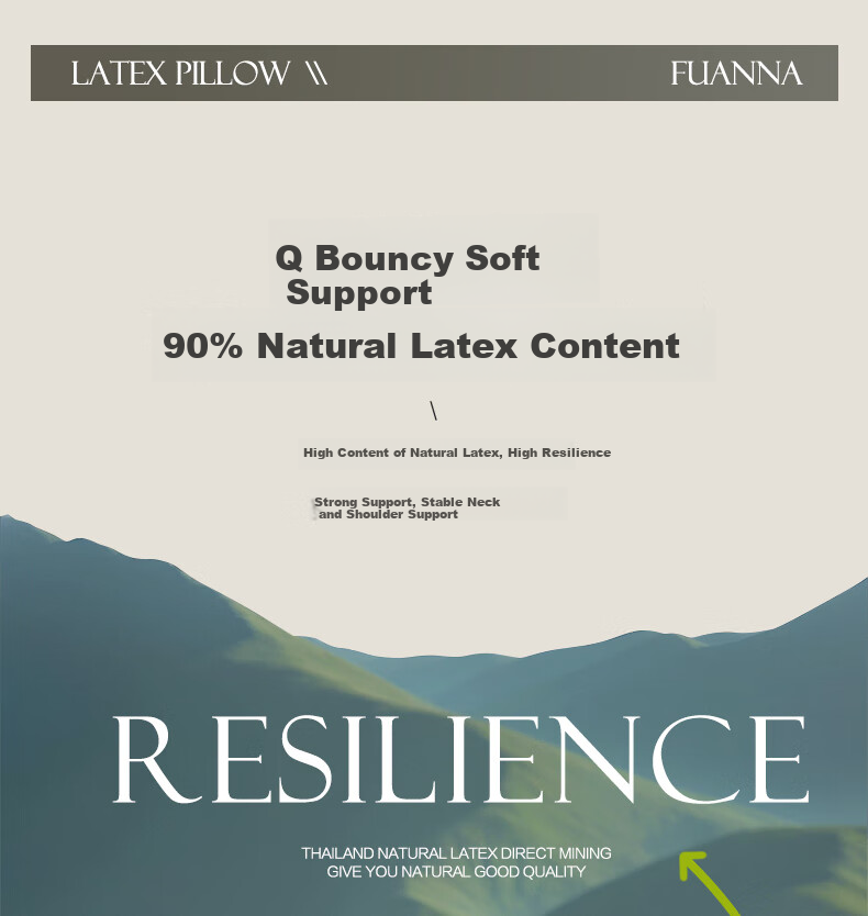 FUANNA Latex Pillow, Hyaluronic Acid, Imported from Thailand, Natural Antibacterial And Anti-Mite Latex Pillow, Cervical Pillow, Single Pack, 59*39cm 7