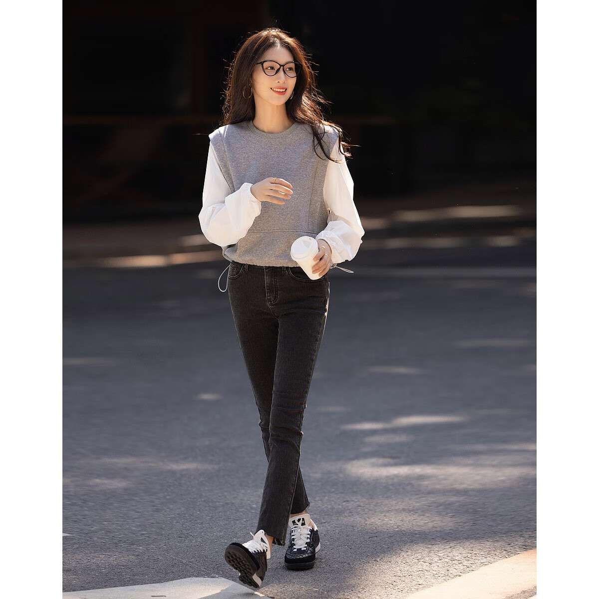 Demana Women's Spring Simple Style Cloud Texture Cotton 3D Adjustable Elastic Sweatshirt Top