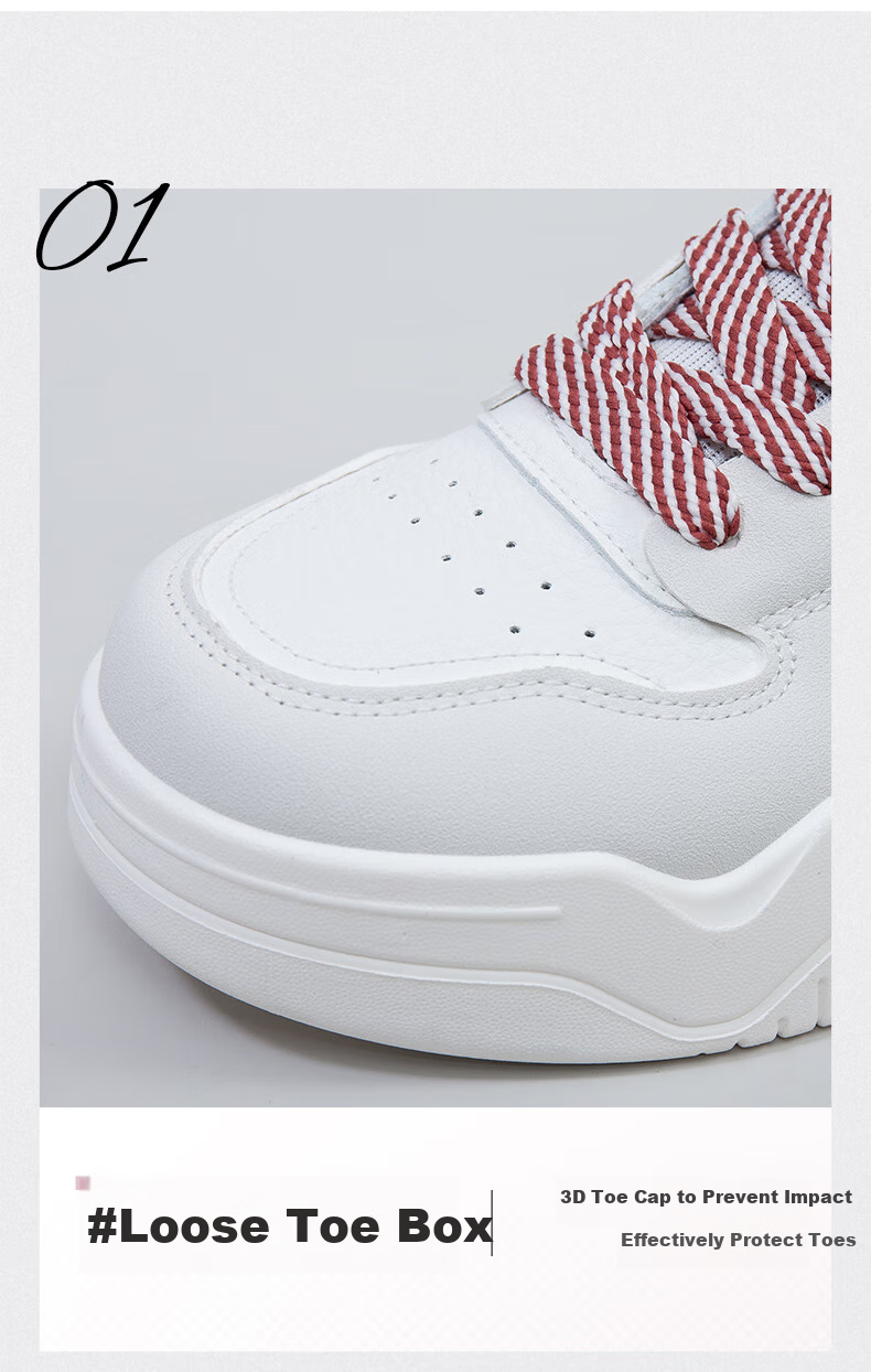 Huili Official Women's Shoes, Summer Sneakers for Women 2026, Casual Ladies' Shoes, Lightweight Thick-Soled Shoes for Women, White-Gray Size 38 6
