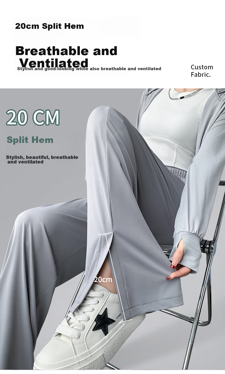 Langsha Women's Ice Silk Wide-Leg Sun Protection Pants Straight Quick-Dry Casual Breathable Sports Slimming Anti-Mosquito Long Pants 12