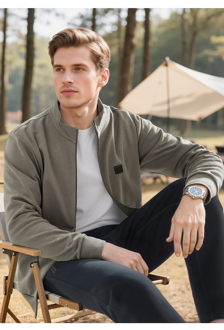 MONTAGUT Men's Spring and Autumn Casual Sports Suit Sweatshirt Jacket and Pants Running Sportswear Light Gray 2XL 11