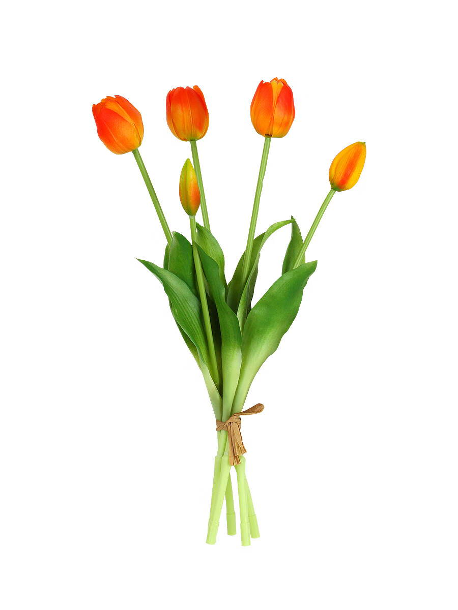 Qijuya Collection Artificial Tulip Luxury French Style Ins Living Room Decorative Photo Prop High-End Floral 5 Stems Orange 20407 5