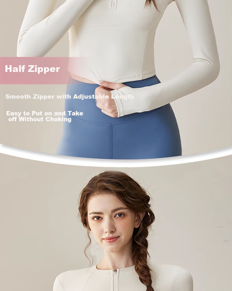 XUEXIMAN Yoga Top Jacket Women with Chest Pad Half Zipper Autumn Winter Slim Fit Long Sleeve Workout Pilates Fitness Apparel 5