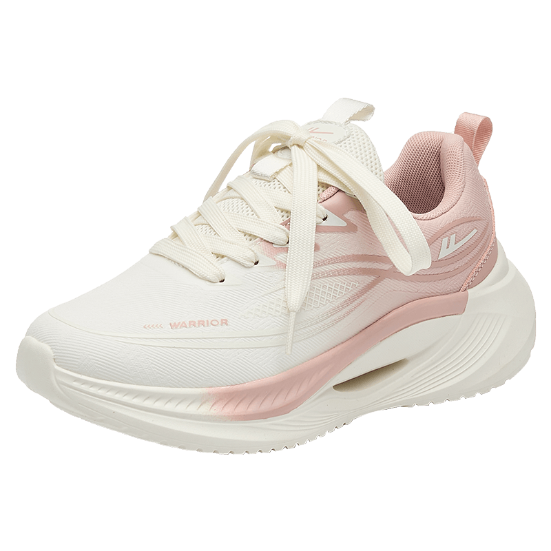 Warrior Women's Thick-Soled Breathable Sports Shoes 2026 Summer New Versatile Sneakers Pink Beige Size 39