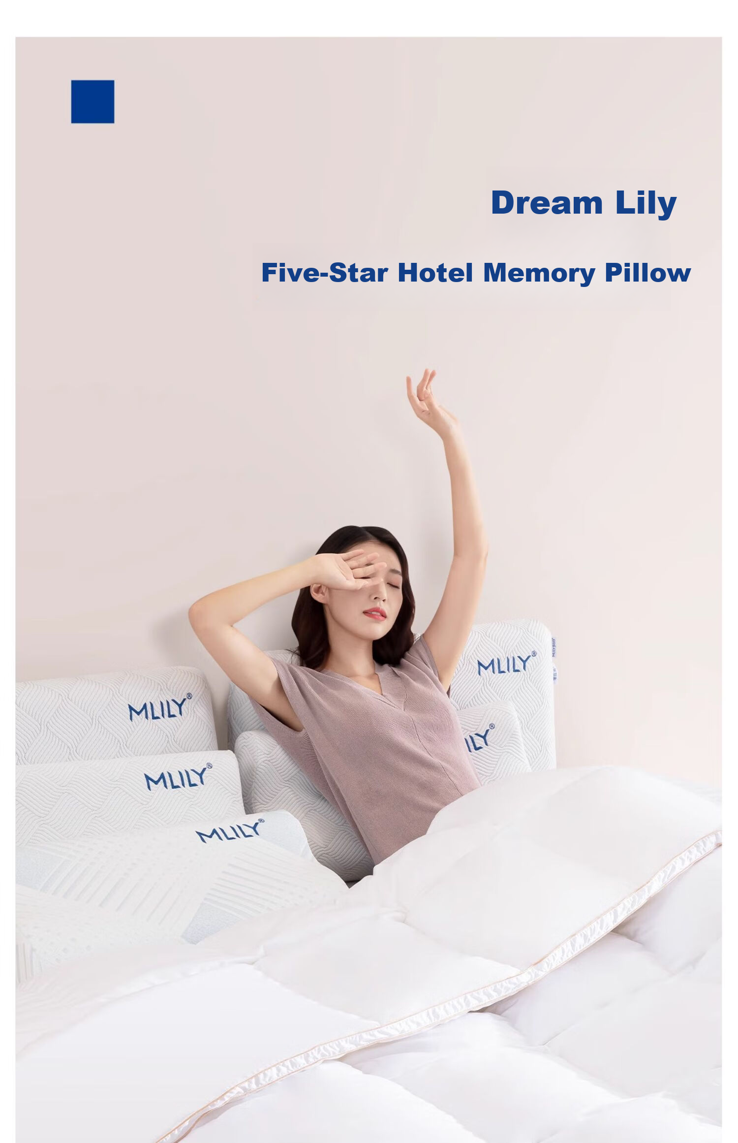 MLILY Zero Pressure Memory Foam Pillow, Cervical Support Pillow for Adults, Five-Star Hotel Quality Memory Pillow, Single Pack 1