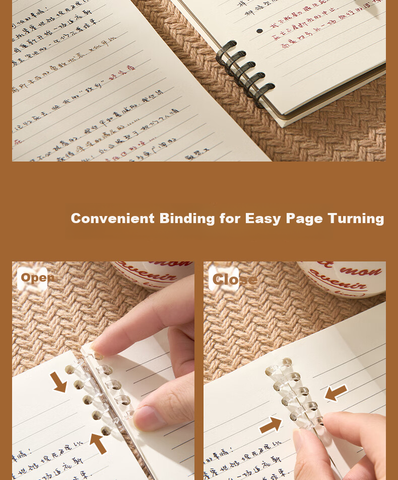 Sannianerban B5/60 Sheets Lined Notebook, Comfortable to Hold, Five-Hole PP Soft Cover, Simple Style, for Middle And High School Students, Journal, Error Correction Book, Diary, Lined Pages, White 7
