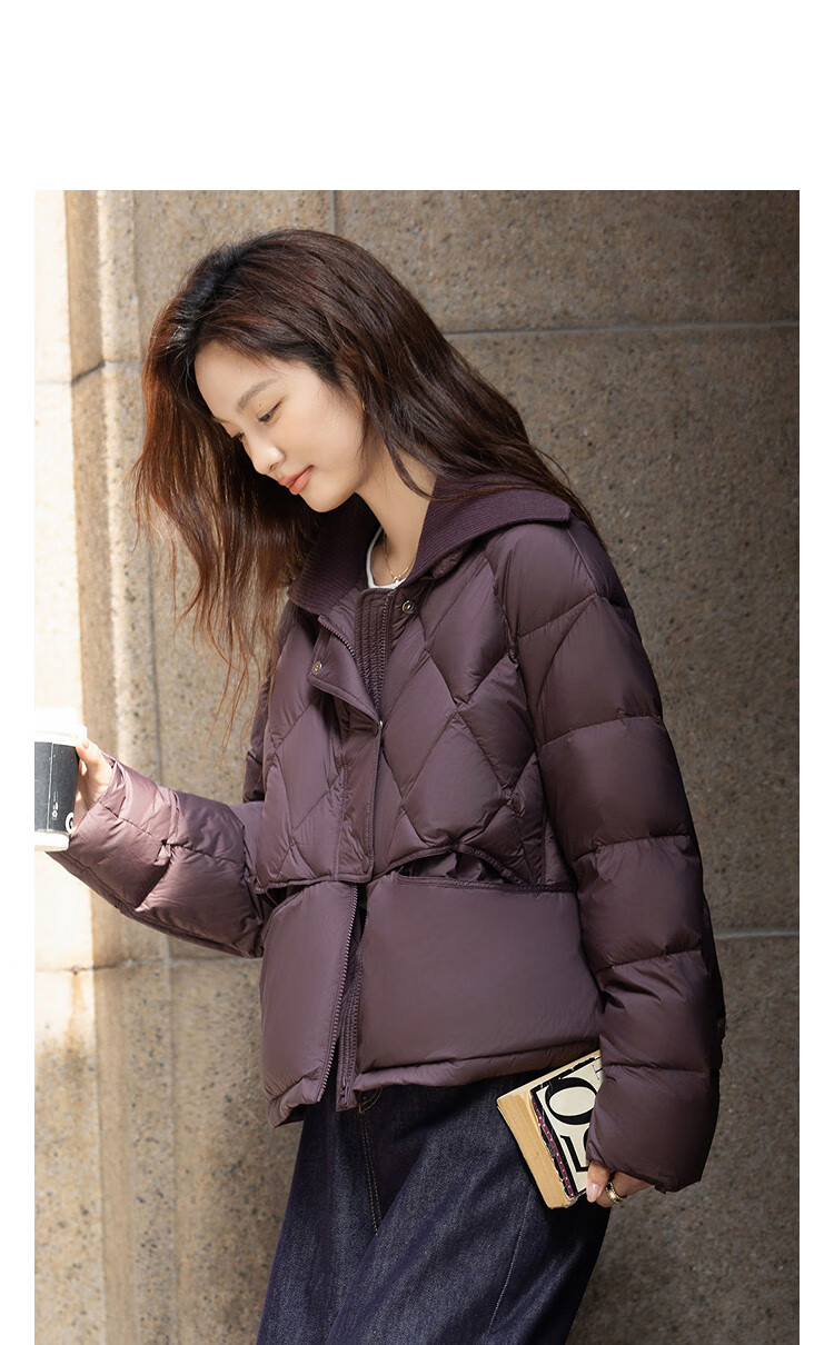 Demana [15D Zero Pressure] Winter 90% Duck Down Double-Layer Fish Scale Quilted Knit Large Lapel Down Jacket 1