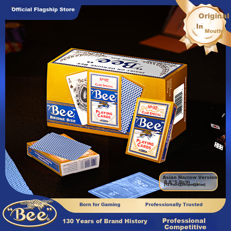 Bee American Imported Texas Hold'em Bridge Narrow Version Playing Cards, Durable Wholesale Pack - 12 Decks