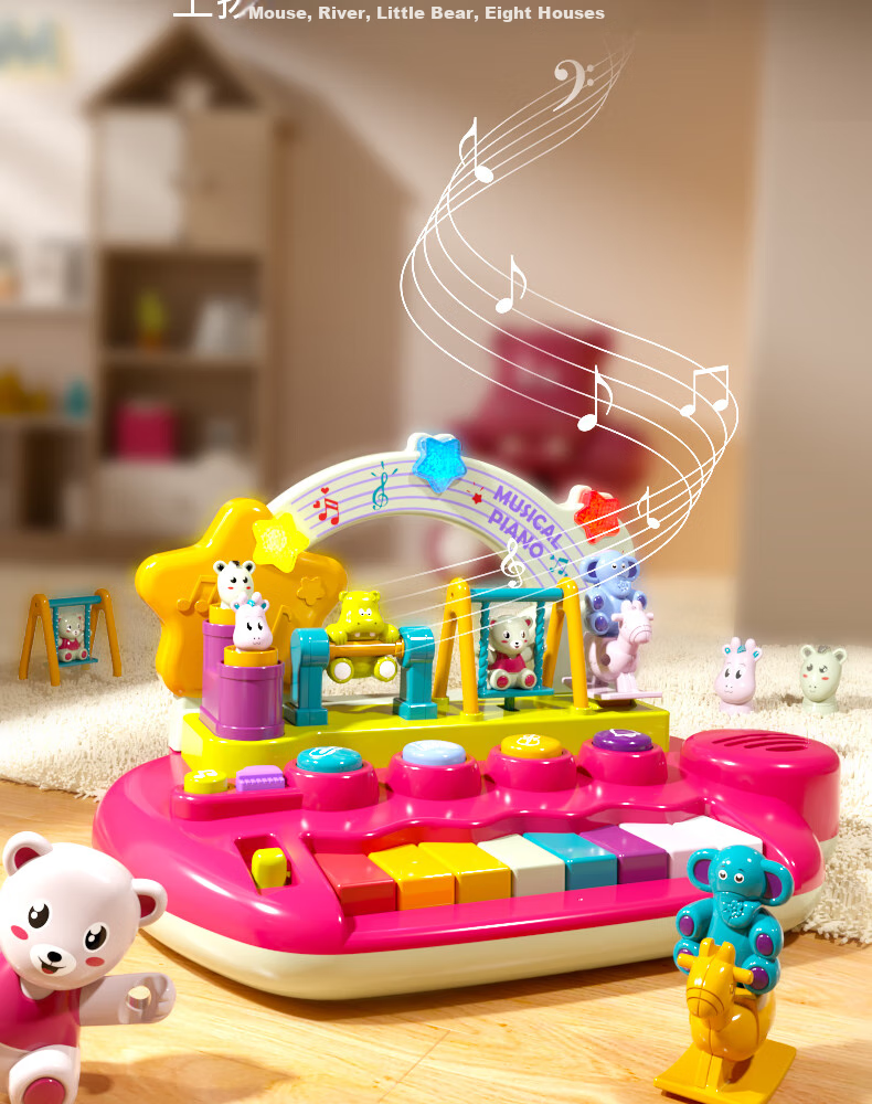 GOODWAY Children's Electronic Keyboard Toy, for Infants 0-3 Years Old, 2 Musical Early Education, Multifunctional Hand Piano, Drum Set, Birthday Gift for Boys 5