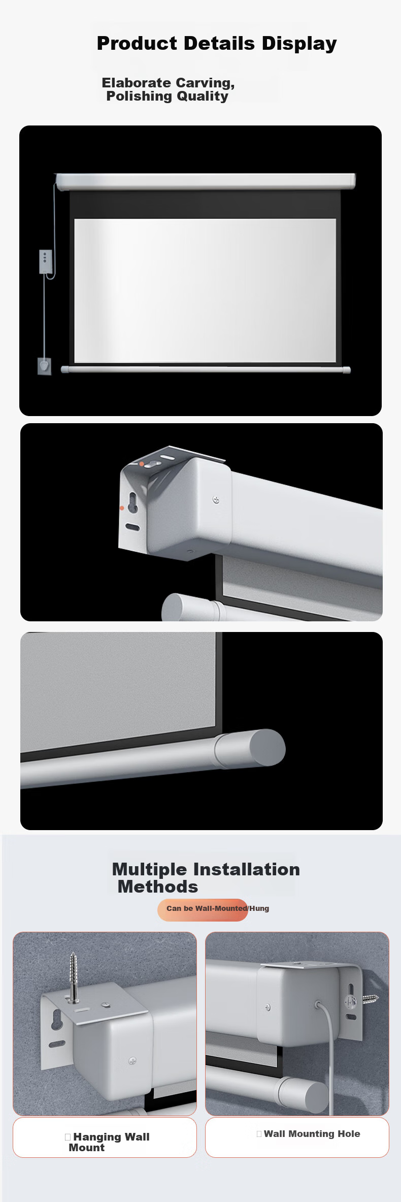 Lenovo Small Square Box White Shell Floating Cable-Drawn Photon Projection Screen, 100-Inch Smart Electric Screen for Home And Professional Office Use, with Three-Color Laser Projector Scree 9