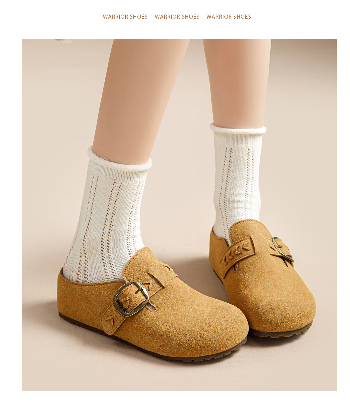 Warrior Thick Sole Birkenstock Women's New Autumn Winter Popular Height Increasing Slip-On Closed Toe Half Slippers Camel Color Size 38 18