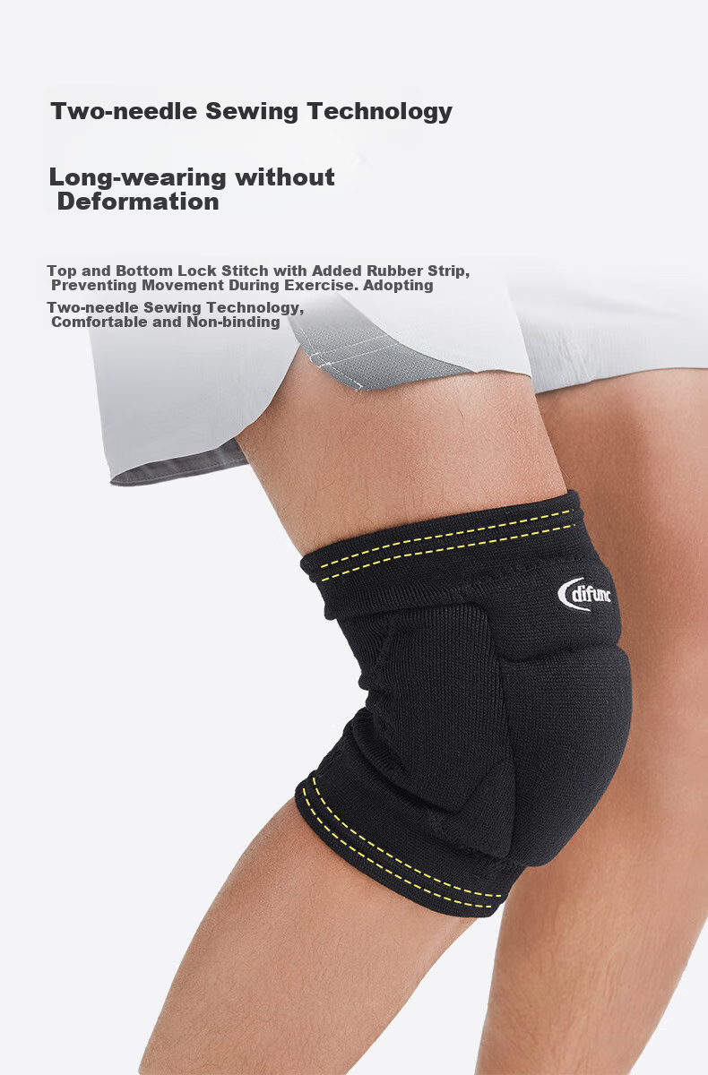 D&M Professional Volleyball Knee Pad, 6-Segment Padded Protective Guard, Anti-Collision and Anti-Fall, Goalkeeper, Black, Single Piece 10