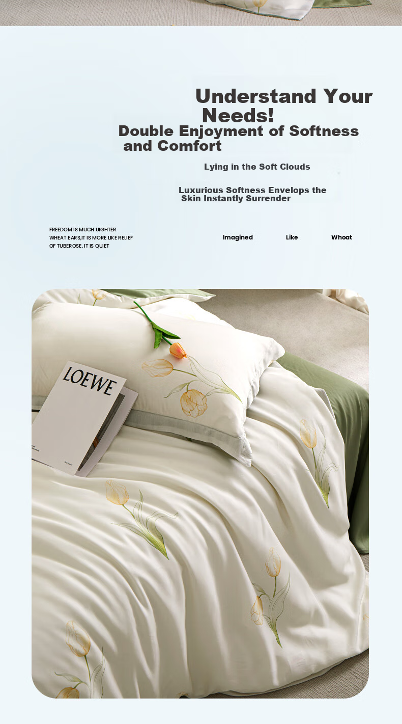 MUJI 60s Lyocell Tencel 4-Piece Bedding Set Double Duvet Cover 200x230cm 2