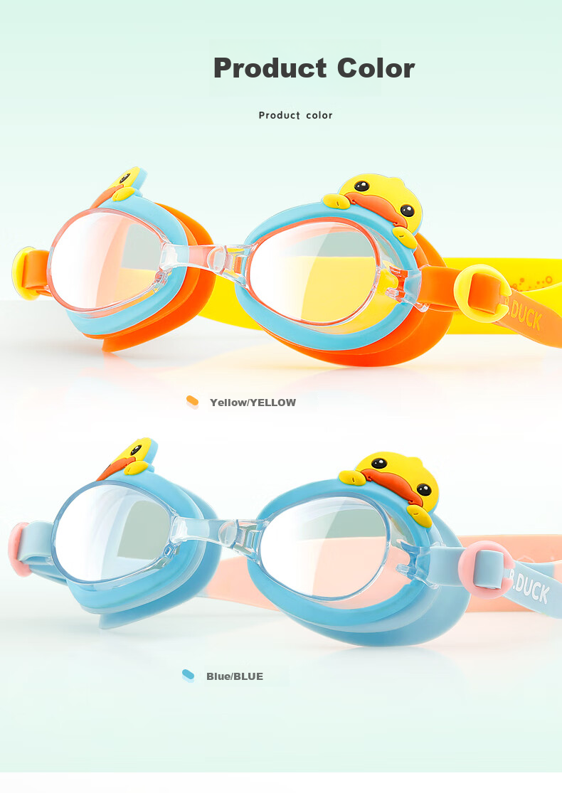B.Duck Children's Small Frame Swimming Goggles, Waterproof And Anti-Fog, Comfortable High-Definition Diving Swimming Training Equipment for Boys And Girls 10