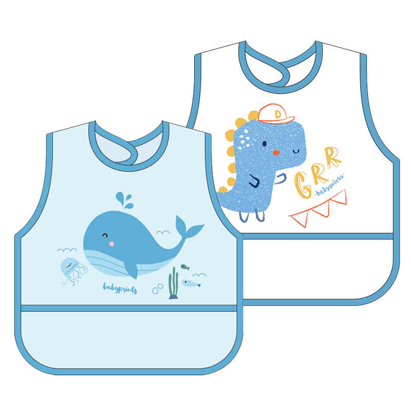 Babyprints Bib, Infant Smock, Children's Eating Bib, Anti-Splash Water-Proof Reverse Dress for Babies, Phantom Sea Realm