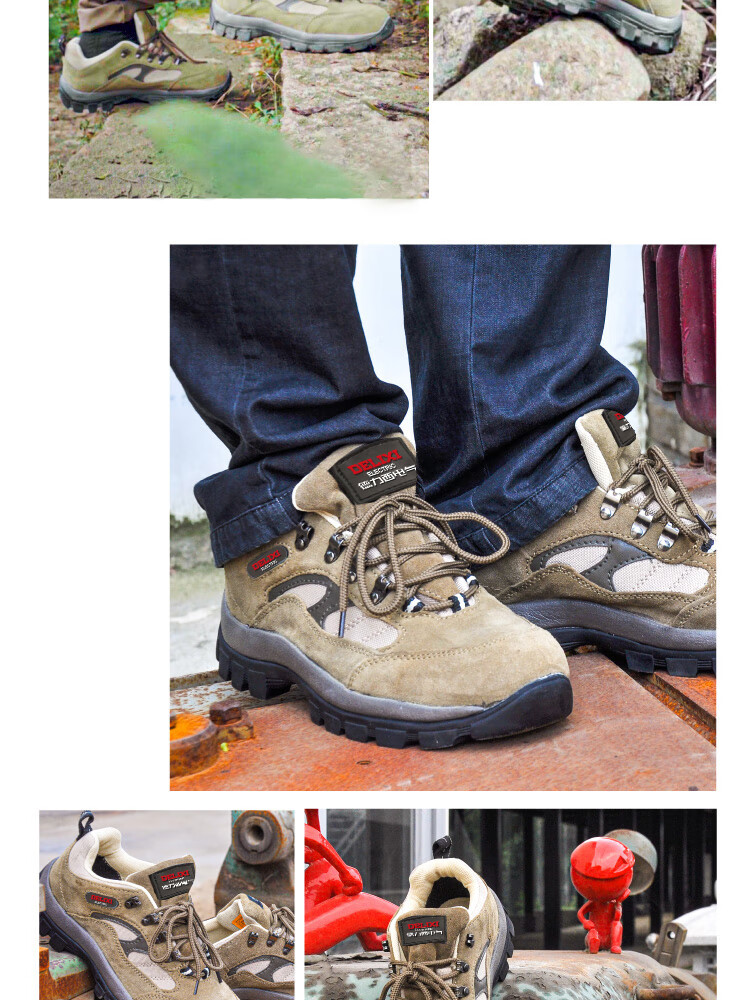 DELIXI ELECTRIC Men's Safety Work Shoes Superfiber Leather Steel Toe Cap Anti-Smash Steel Plate Anti-Puncture Slip-Resistant Durable 14