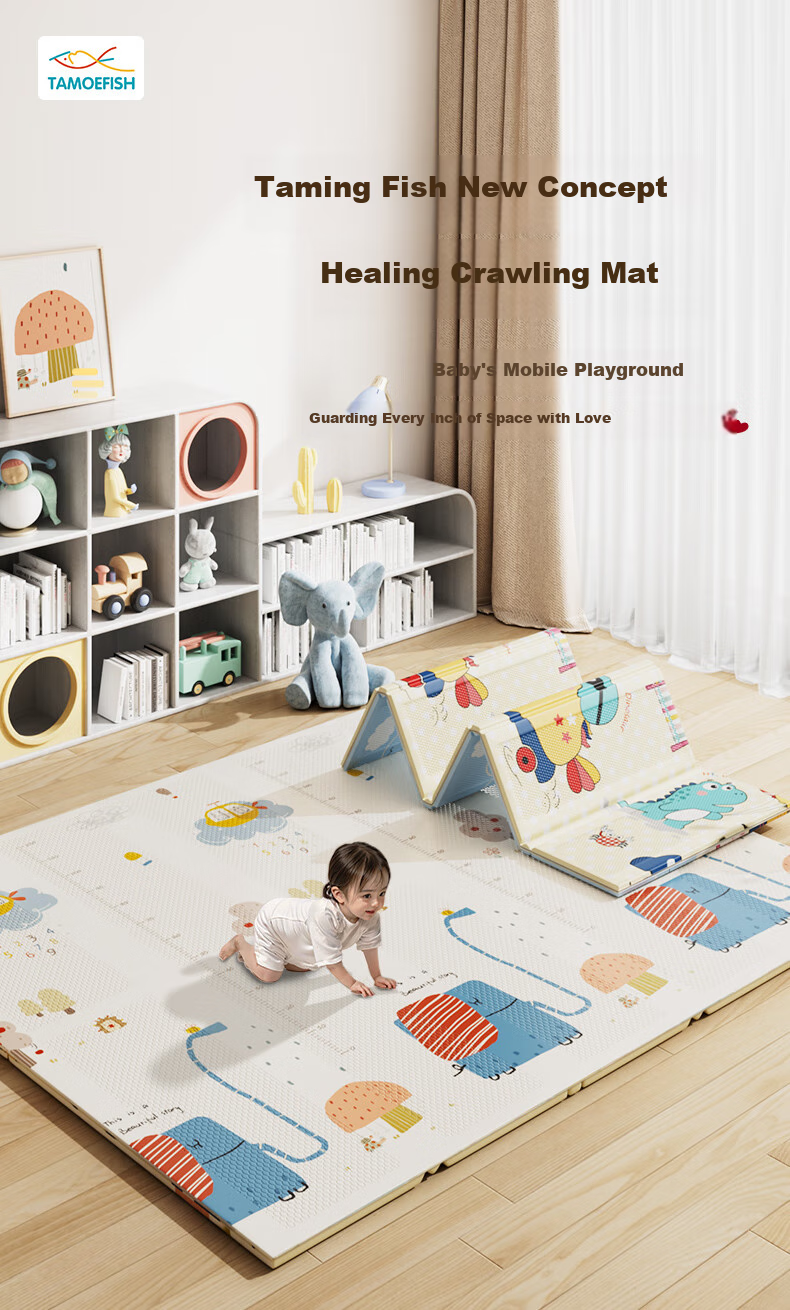 Tamengyu Crawling Mat, Baby Play Mat, Infant XPE Foldable Floor Mat, Foam Non-Slip Children's Toy Mat, Nap Pad, Thick 1