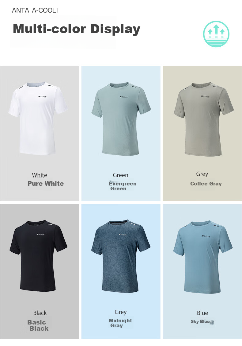Anta Quick-Dry T-Shirt | Men's Short Sleeve Summer Moisture-Wicking Breathable Training Running Fitness Top 19