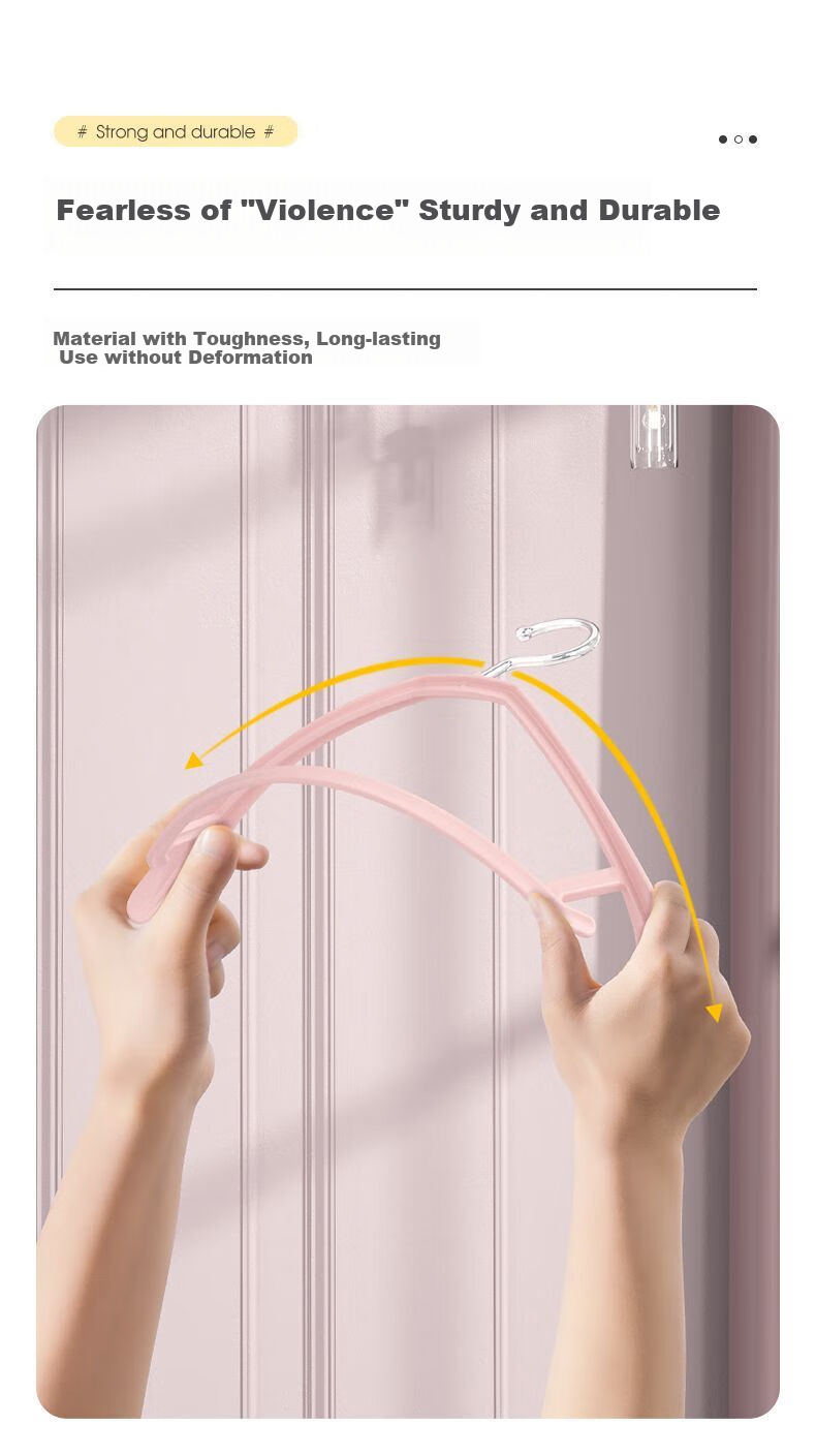 MENGTING Clothes Hangers, Non-Slip Wide Shoulder, Seamless Thickened Core, Drying And Protective Hanger, Pink, 5 Pieces 7
