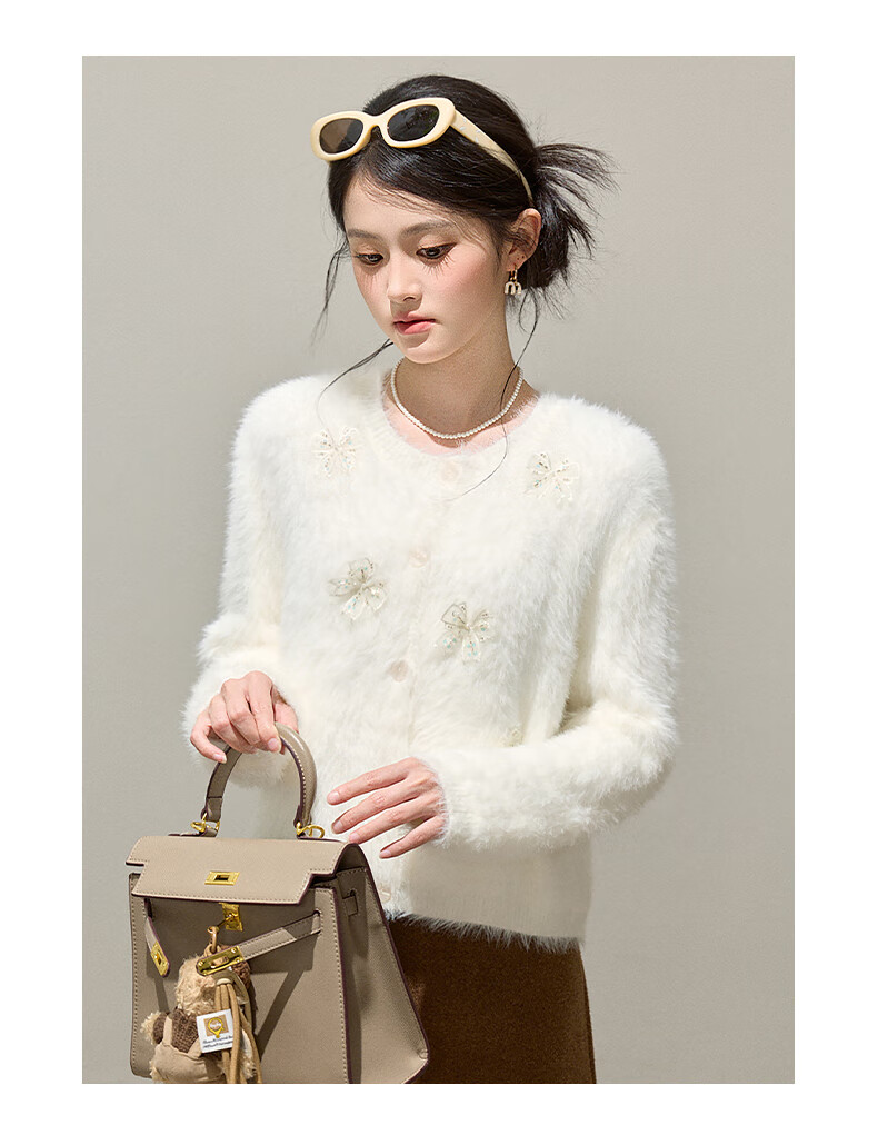 :CHOCOOLATE IT Bow Knit Sweater Women's Spring Autumn New Design Chanel Style Cardigan Pink One Size 15