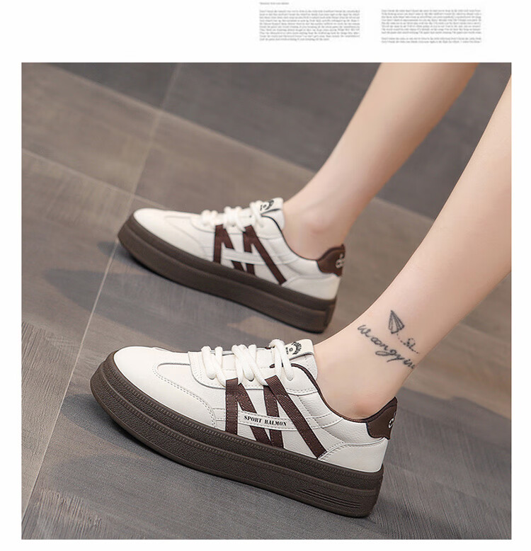 TonLion Women's Training Shoes Summer 2026 Thick-Soled White Casual Sports Sneakers Brown Size 38 9