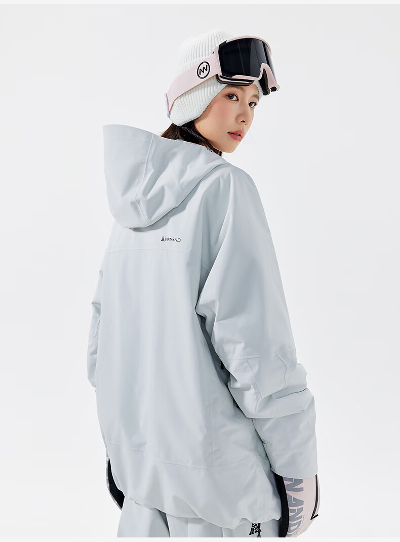 Nanend Skyline Unisex 3L Waterproof Arc Ski Jacket Cream Blue XS 44