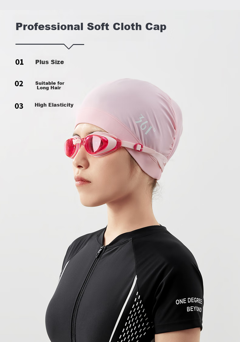 361° Fabric Swim Cap Professional Swimming Cap for Women Long Hair Ear Protection Comfortable Non-Tight Enlarged Head Circumference Fashionable Soft Purple 1