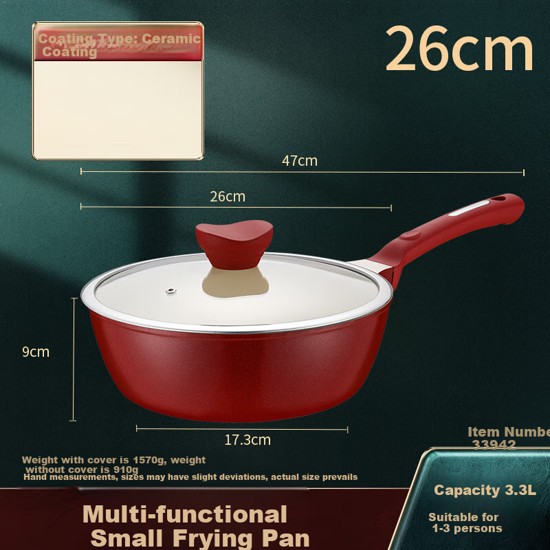 SSN Titanium Ceramic Flat Bottom Frying Pan, Non-Stick Ceramic Skillet, Pancake Griddle, Egg Pan, Small Frying Pan for Gas Stove And Induction Cooker 9