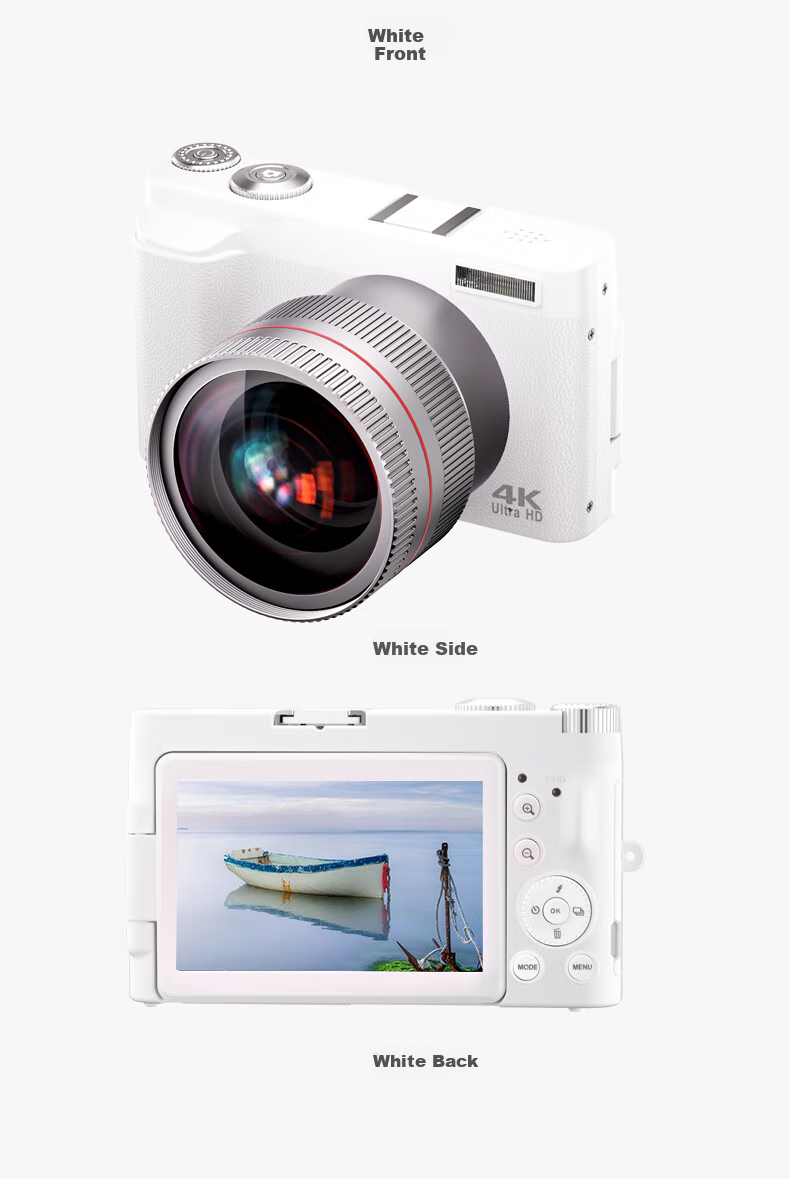 SONGDIAN Digital Camera, Replaces CCD, Entry-Level Point-And Mirrorless Vlog Camera, Flip Selfie Camera DC101AF Official Standard Configuration + Wide-Angle Lens Kit, 32GB Memory 10