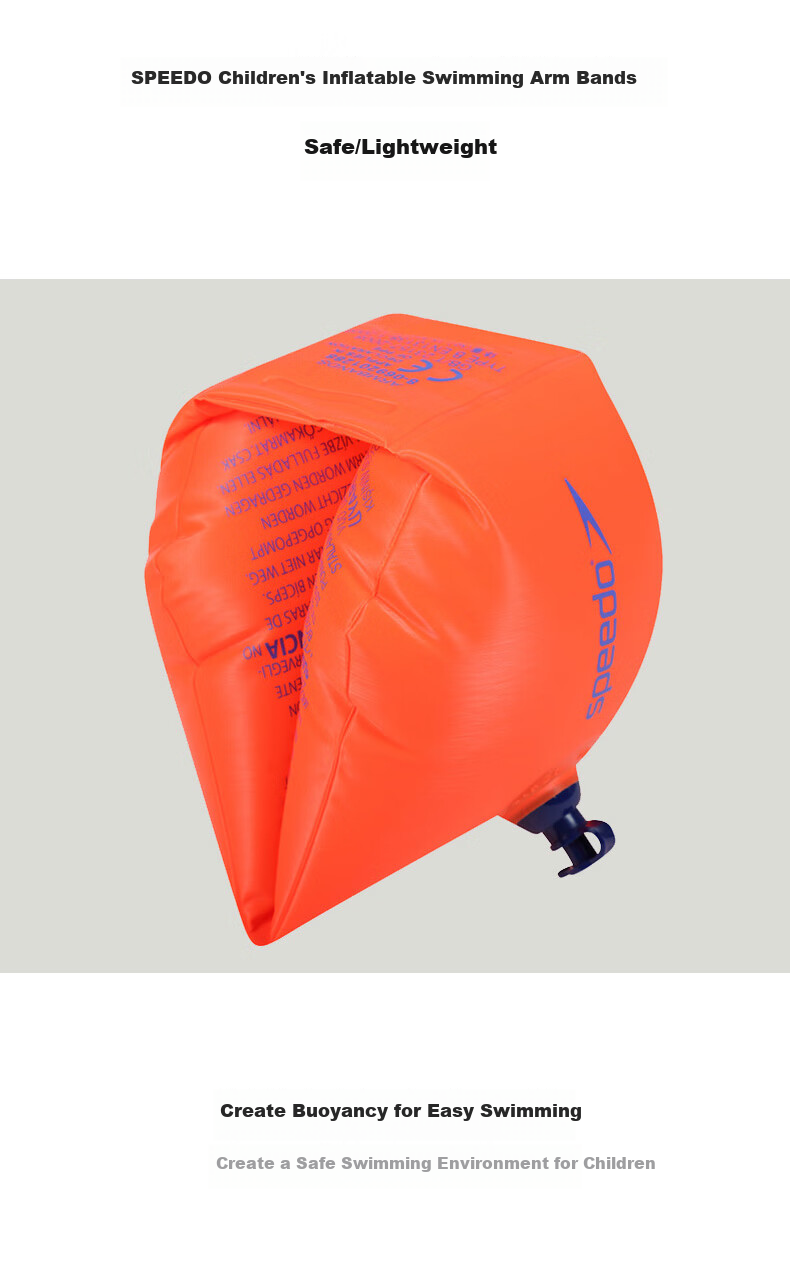Speedo Swimming Training Aid, Inflatable Arm Floats for Children's Early Education, Orange, Size 6-12 2