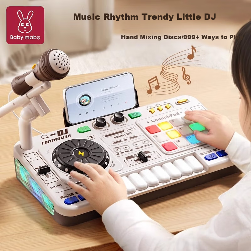 Mabaozibao Children's Turntable Toy for Girls And Boys Aged 3-6 Educational DJ Birthday Gift Electronic Keyboard Interactive Large Size