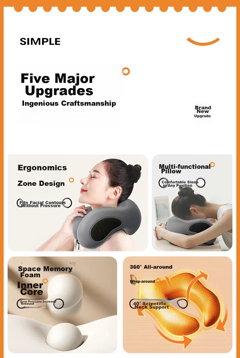 Jingmao U-Shaped Pillow, Nap Pillow, Cervical Pillow, Memory Foam Neck Pillow, Airplane Neck Support Pillow, Travel And Office Sleeping Pillow, Nap Pillow 11